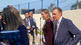 Ministro Barroso iniciou a agenda em Florianópolis às 9h30 (Foto: Zé Maia/CBN Floripa)