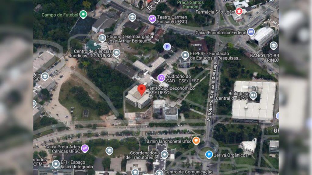 Local em que estudantes saiam quando foram assaltadas na UFSC. (Foto: Google Maps/Reprodução)
